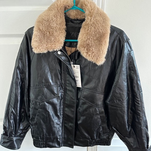 ZARA FAUX FUR COLLAR JACKET - NEW - Picture 3 of 14